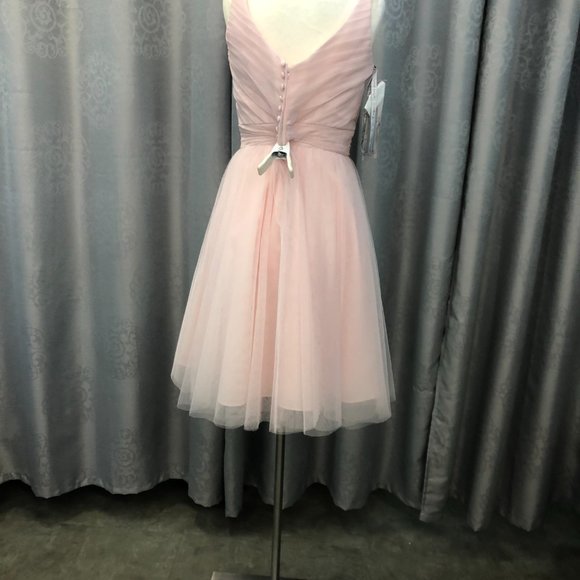 Sample Blush Bridesmaid Dress, Aline Flowy Short Formal Pageant Prom Mother - Picture 9 of 14